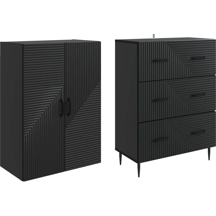 vidaXL Schrankset 2 pcs Schwarz 66 x 34,5 x 90 cm Holzwerkstoff 3416638 – Bild 3