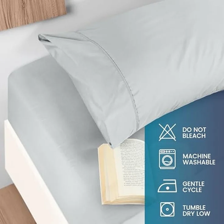 Utopia Bedding Bettwäscheset, gebürstete Mikrofaser, weiche Bettlaken für Kingsize-Bett, enthält 1 Bettbezug, 1 Spannbetttuch und 2 Kissenbezüge, tiefer Umschlag, Hellgrau – Bild 5