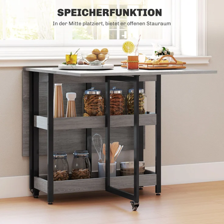 HOMCOM Esstisch, Spanplatte, Metall, Grau, 133,4L x 80B x 75H cm – Bild 5