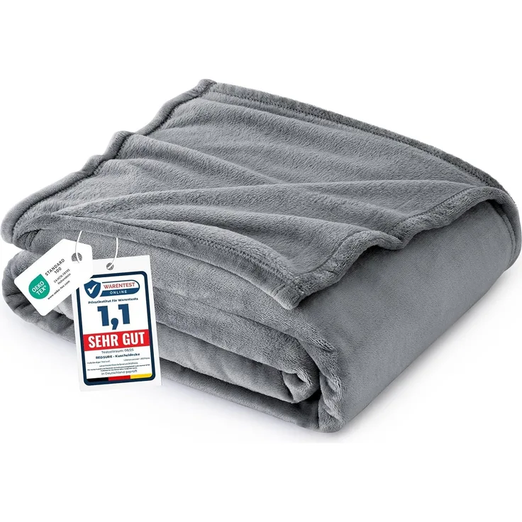 BEDSURE Flanell Decken 130x150 cm - Extra weiche 100% Mikrofaser Reversible Hundebettdecke - Atmungsaktive graue Decke
