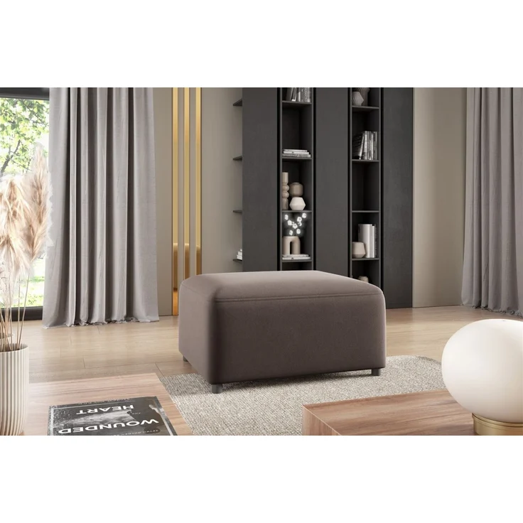 Polsterhocker Designerhocker Hocker MEGAN in Stoff Salvador Braun – Bild 1