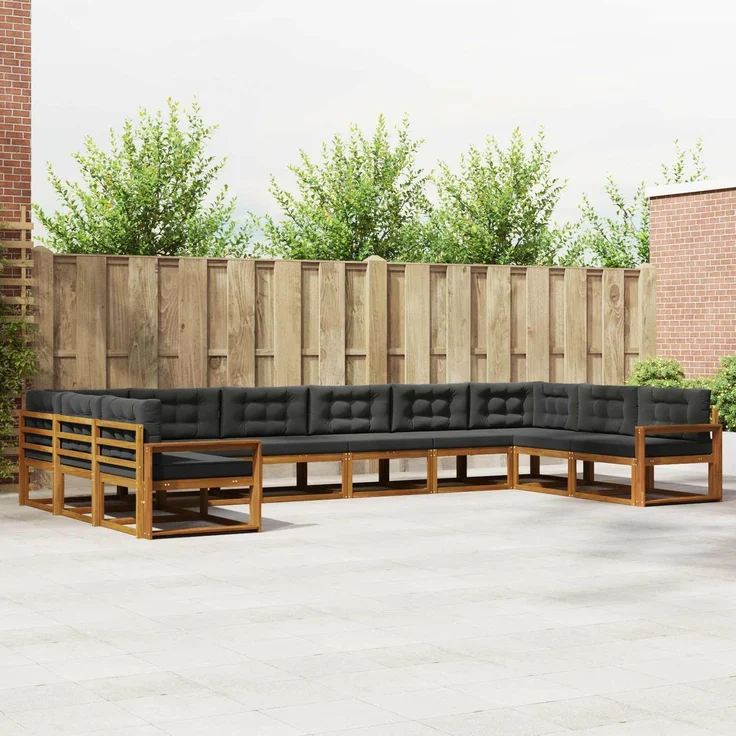 vidaXL Outdoor-Sofagarnitur 10 stk. 10-Sitzer Natur und Anthrazit 3368245 – Bild 1