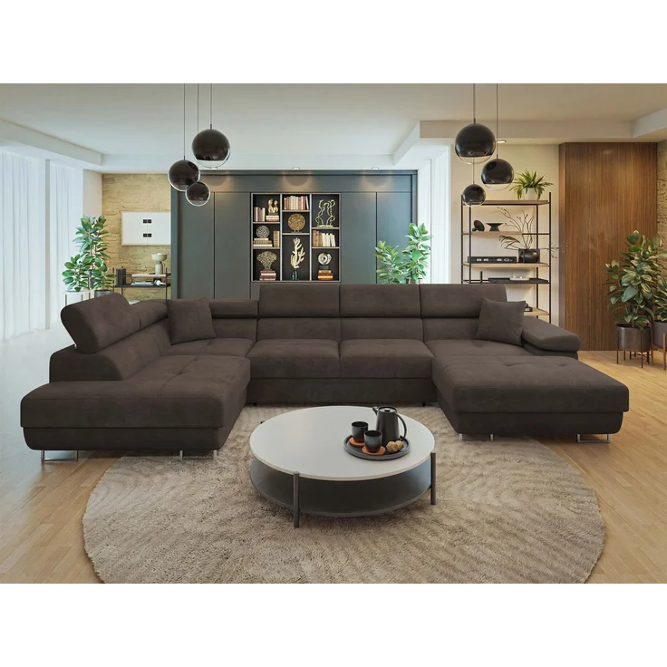 Wohnlandschaft Torezio Bis mit Bettkasten, Schlaffunktion und Einstellbare Kopfstützen (Farbe: Lumo 40, Seite: Links) – Bild 2