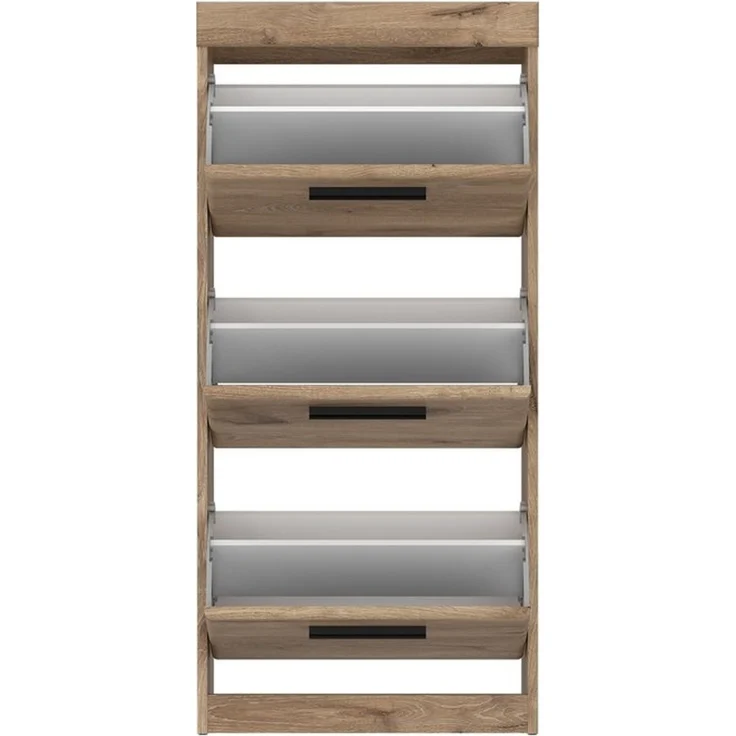 Schuhkipper >GRANO< 3 Klappen, in Viking Eiche Dekor - 54x115x31 (BxHxT) – Bild 2