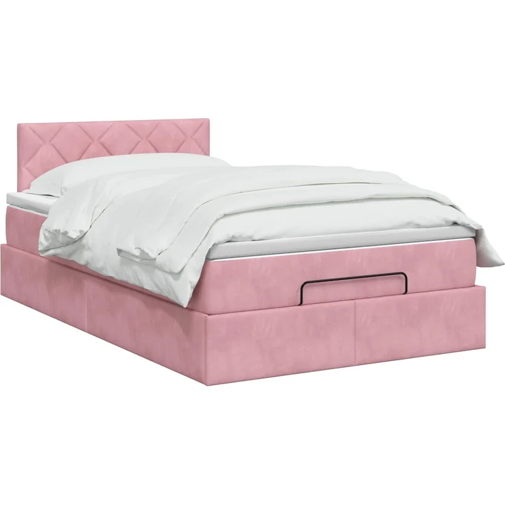 vidaXL Ottoman-Bett mit Matratze und LED Rosa 120x190 cm Samt 3457202 – Bild 3
