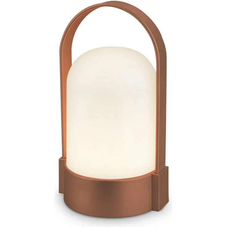 BRILONER - LED Tischlampe kabellos IP44 mit Touch, dimmbar in Stufen, USB-C, Akku tauschbar, Nachttischlampe, Leselampe, LED Lampe, Campinglampe, Tischleuchte, Akku Lampe, Outdoor, 9 x 8 x 15,5 cm, braun