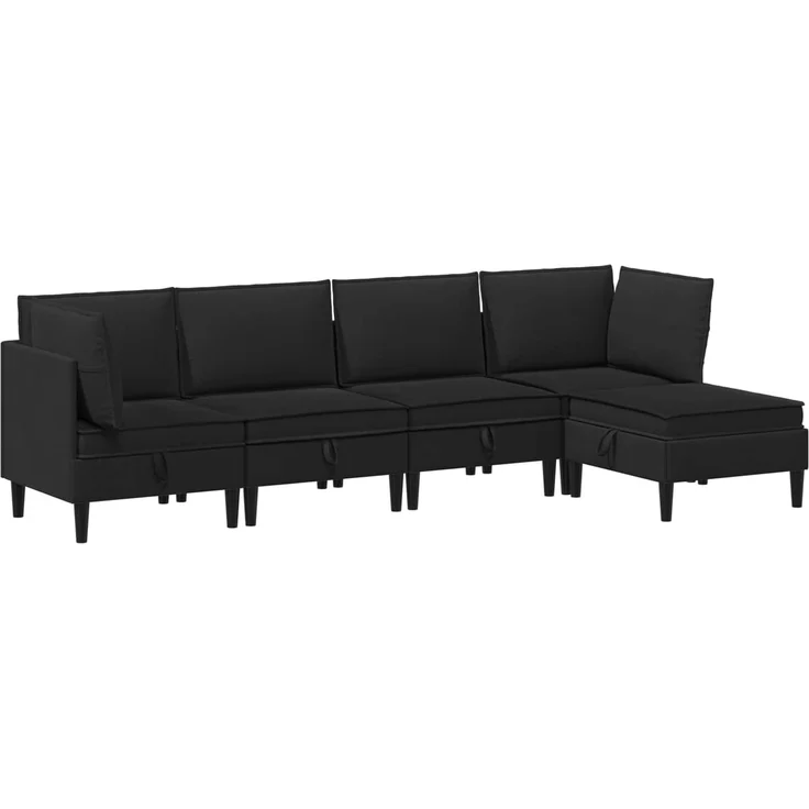 vidaXL Wohnzimmergarnitur 5 pcs Schwarz Stoff 3413811 – Bild 2