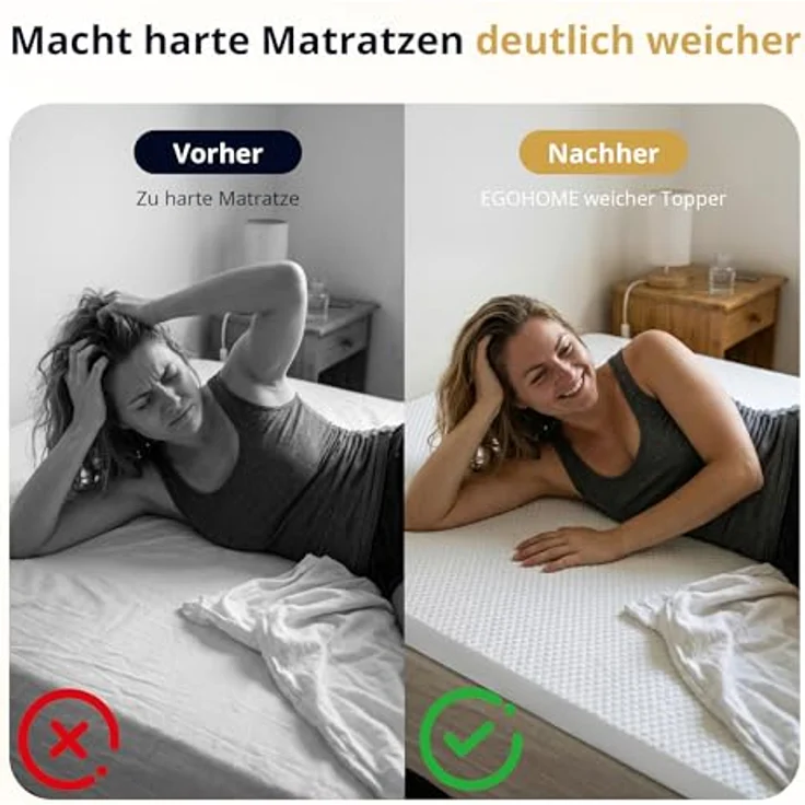 EGO HOME Matratzen Topper 160x190 cm, 5cm Höhe Matratzentopper aus Memory-Schaum Öko-TEX Zertifiziert, Abnehmbaren und Waschbaren Matratzenauflage für Boxspringbett Matratzen Schlafsofa – Bild 3
