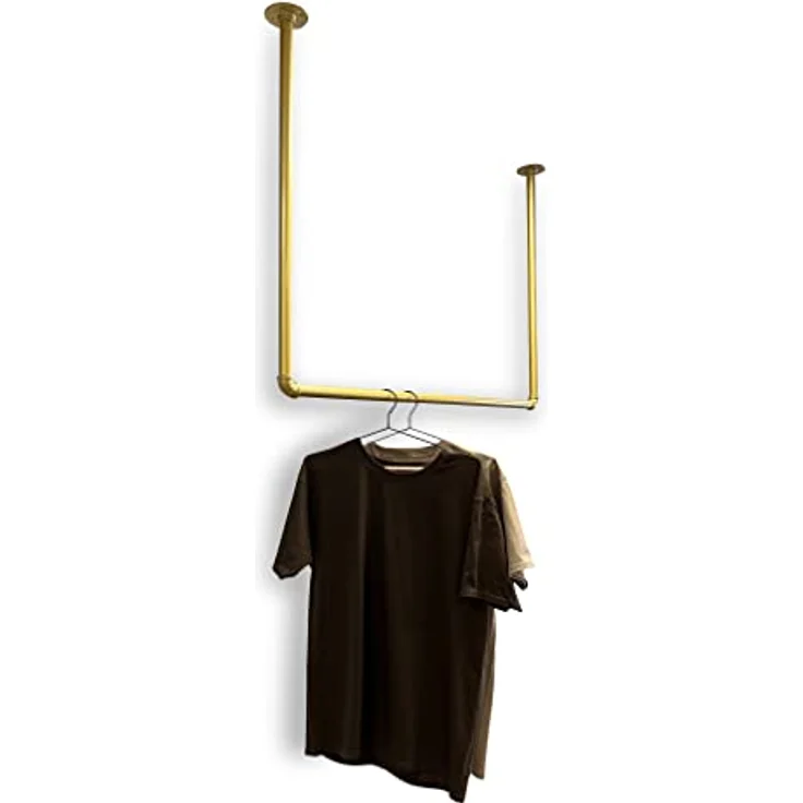 RSR Hangers Kleiderstange Garderobe Industrial Design Gold für Decke Garderobenstange U-Form – Bild 6