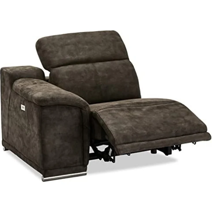 Ibbe Design Modul Sofa Braun Stoff 1 Sitzer mit Armlehne Rechts Elektrisch Verstellbar Relaxfunktion mit mit verstellbare Kopfstütze Alexa, 105 x 102 x 73 cm – Bild 5