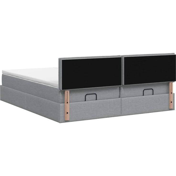 vidaXL Ottoman Bett mit Matratze mit Kopfteil 2 stk. Hellgrau Stoff 3456663 – Bild 9