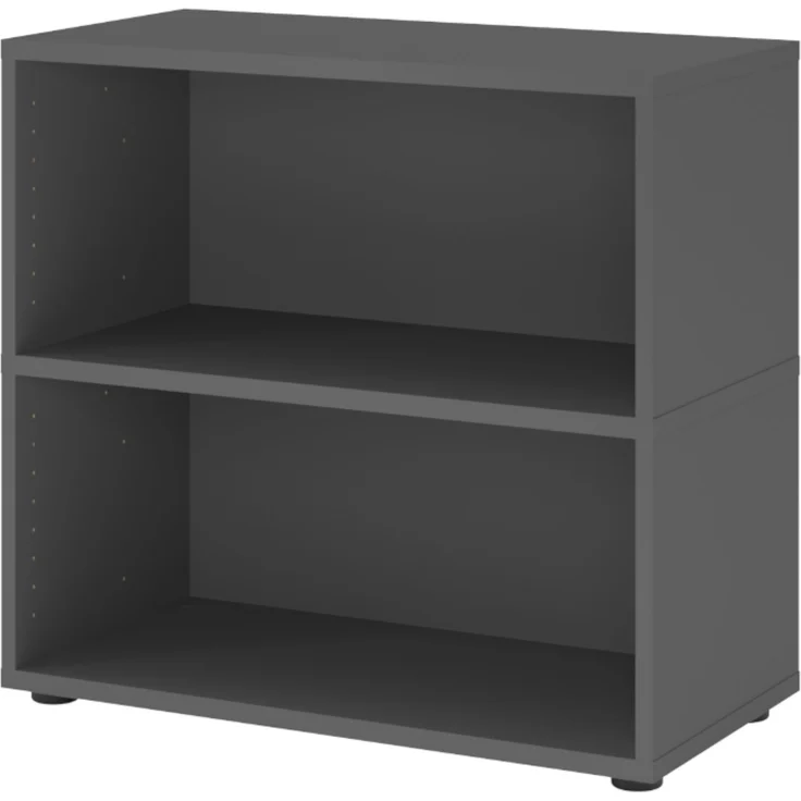 bümö flexi Regal mit werkzeuglosem Schnellaufbausystem, Dekor: graphit - Modulares Aktenregal 80 cm breit aus Holz für 2 Ordnerhöhe mit Threespine-Klicksystem, FW28REKG-G – Bild 1