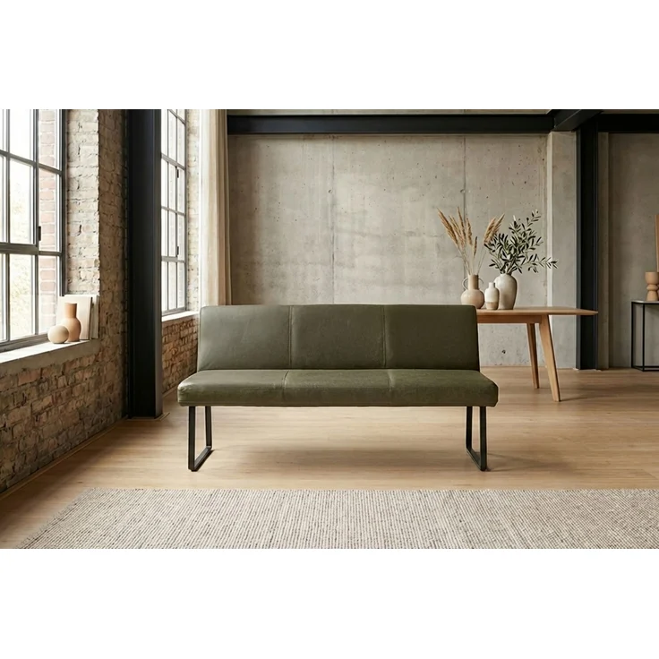 KAWOLA Esszimmerbank ELEEN Leder olivgrün 203cm 85 x 69 x 203 cm – Bild 4