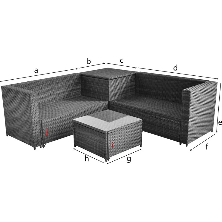 PolyRattan Sitzgruppe mit Auflagenbox Garten Sofa Gartenmöbel Lounge grau XXL – Bild 6
