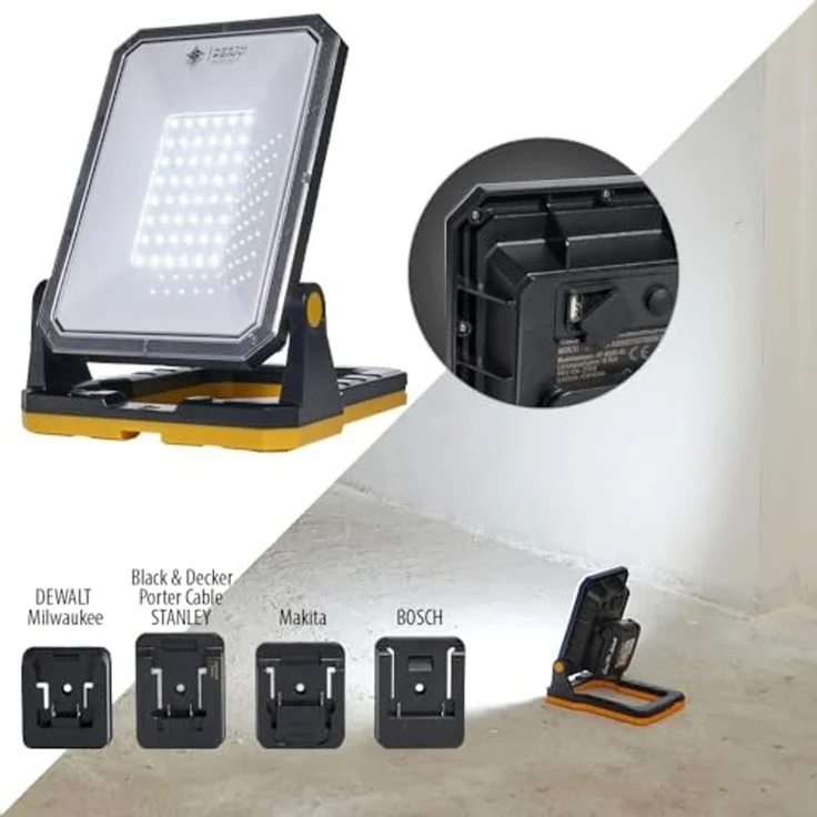 Northpoint LED Baustrahler Akku Arbeitsstrahler 3000lm dimmbar 30W kompatibel mit 7 Akkusystemen – Bild 2