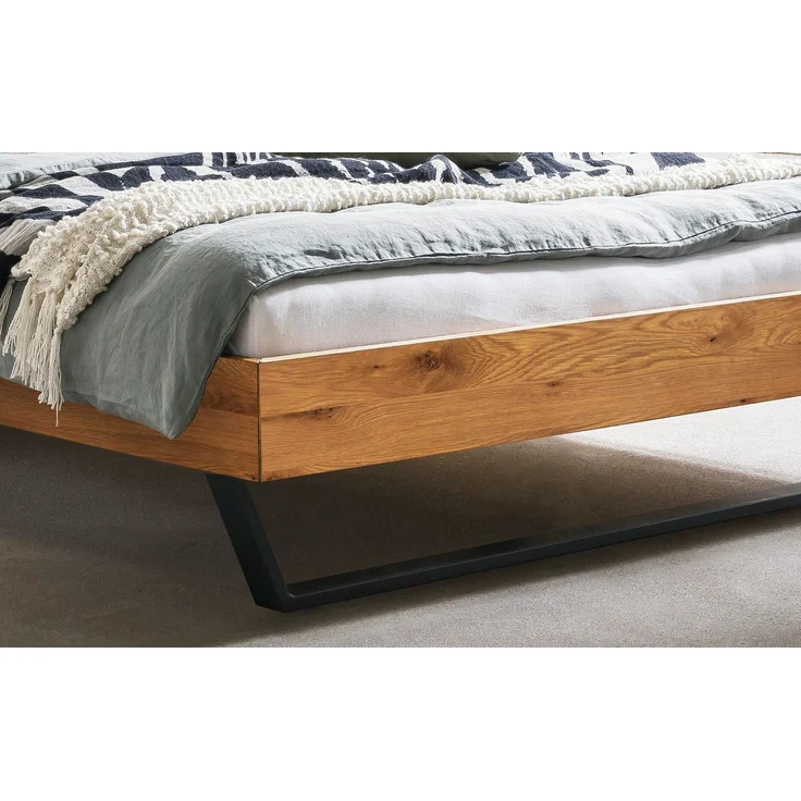 Hasena Massivholzbett Sariano Wildeiche mit Polster-Kopfteil 160x210 cm, Komforthöhe 25 cm – Bild 4