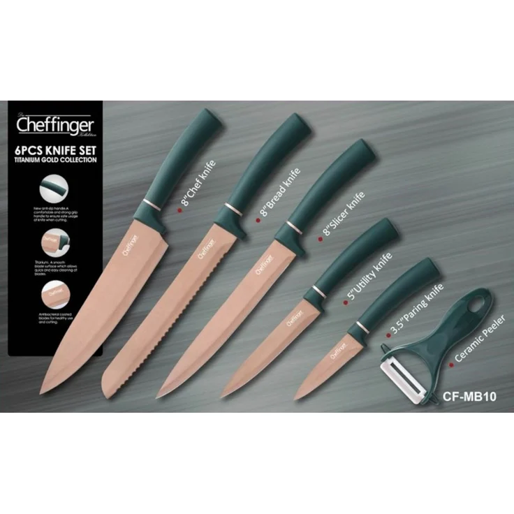 Cheffinger Topf-Set 6 tlg Edel Messerset Messer Fleischmesser Brotmesser, (6-tlg) – Bild 2