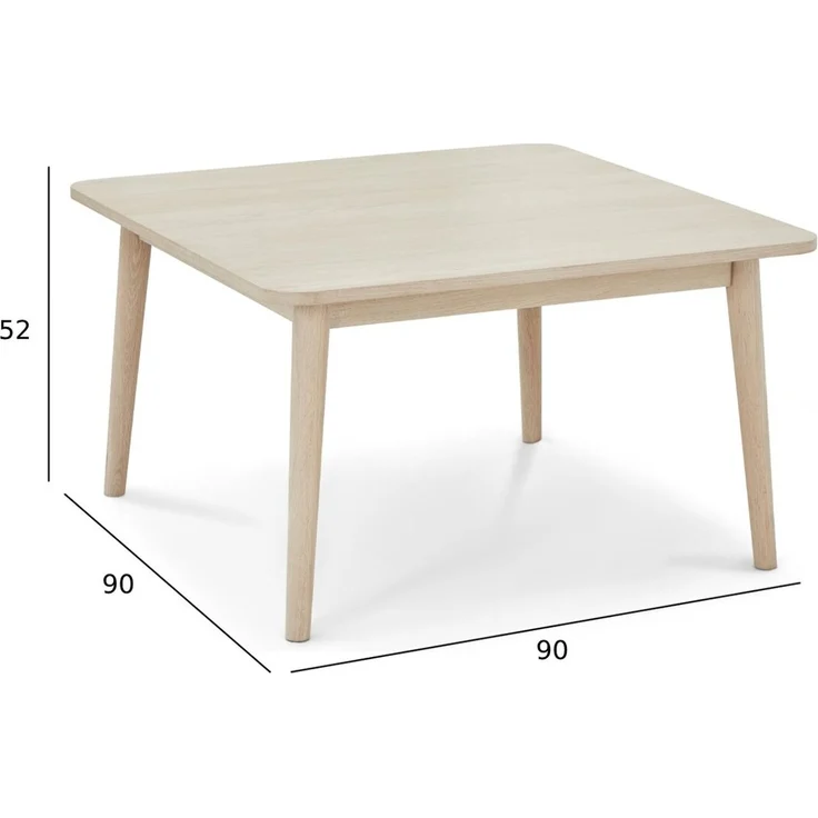 Couchtisch Gorbin 90x90 cm Eiche Whitewash - Modern mit Massivholzbeinen – Bild 2