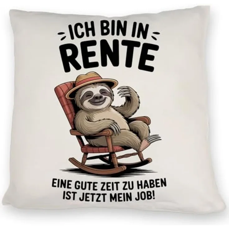 speecheese Dekokissen Faultier Ruhestand Kissen für Rentner