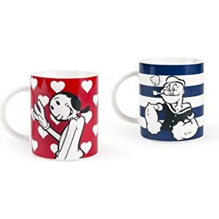 Excelsa Popeye & Olivia Becher aus Porzellan, Blau,Rot