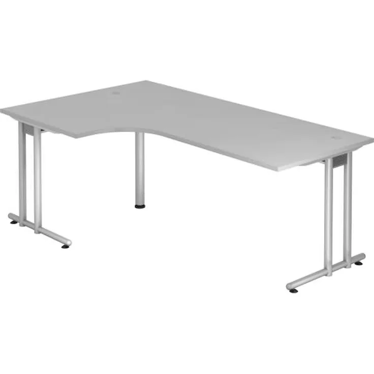 Winkeltisch NS82 C-Fuß 200x120cm 90° Grau Gestellfarbe: Silber