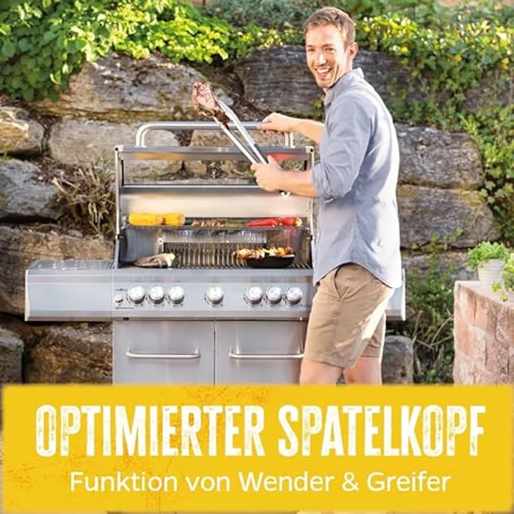 Grillfürst Grillzange Grillfürst Premium Edelstahl Grillzange mit Spatelkopf – Bild 6