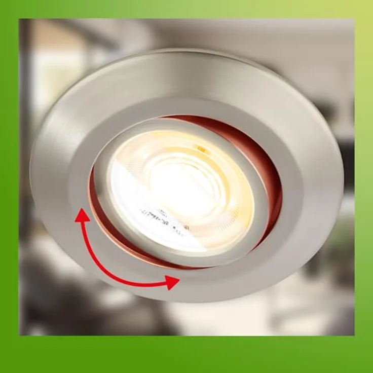 BRILONER LED Einbaustrahler 3er Set, schwenkbar, Farbtemperaturwechsel, 50% recyceltes Gehäuse, matt-nickel, 230V, flach, 68mm Einbauhöhe – Bild 5