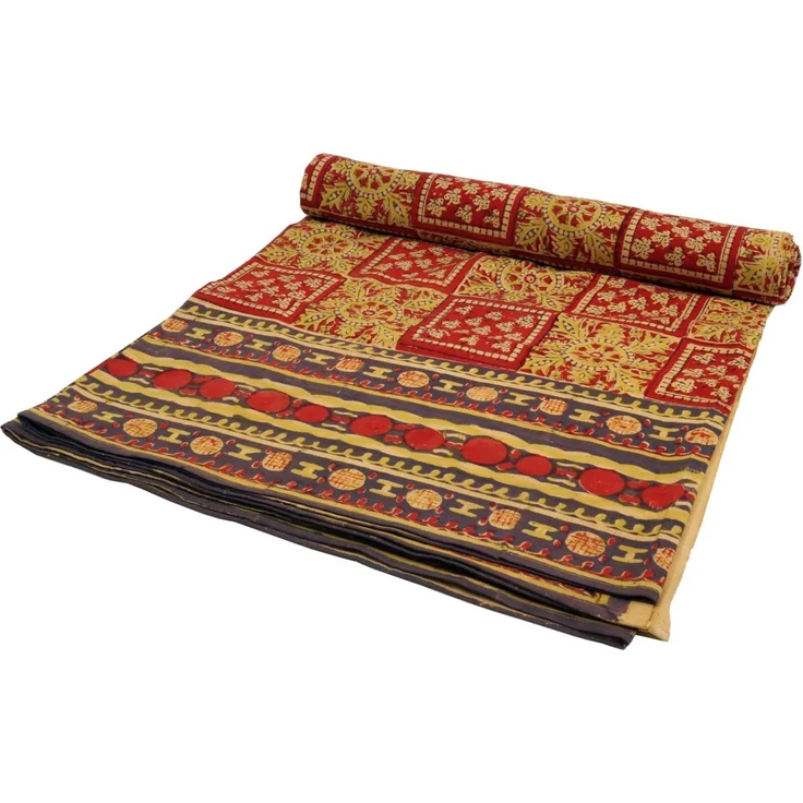 Guru-Shop Tagesdecke Blockdruck Tagesdecke, Bett & Sofaüberwurf,..