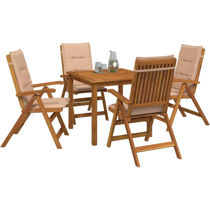 vidaXL 5-teiliges Garten-Esszimmer-Set 4-Sitzer Beige 3434598 – Bild 3