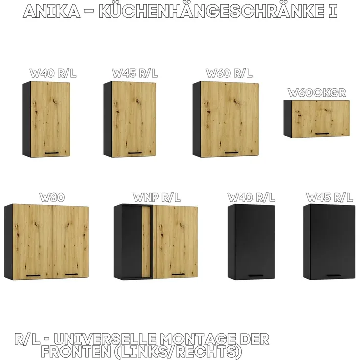 Küchenhängeschrank 60 cm - Graphit - Schrank für die Dunstabzugshaube - Soft-Close-System - Küchenschrank - Universelle Frontmontage – Bild 3