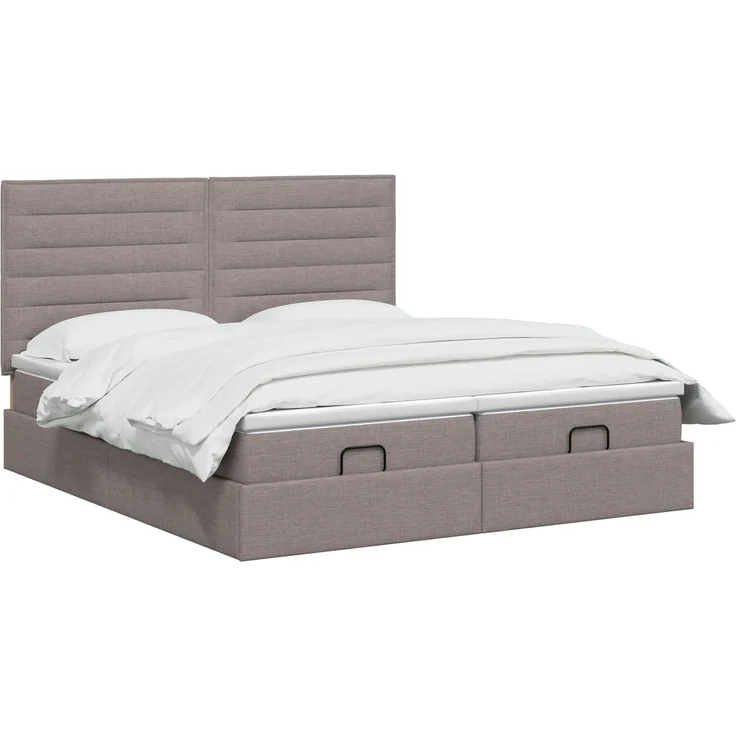 vidaXL Ottoman-Bett mit Matratze und LED Taupe 180 x 200 cm Stoff 3458420 – Bild 3