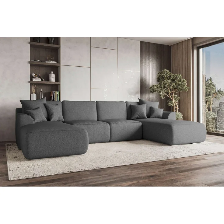 99rooms Wohnlandschaft Gusto, Sofa, U-Form, mit Schlaffunktion, mit abnehmbaren Kissen, Bezug - Strukturstoff NEVE – Bild 5