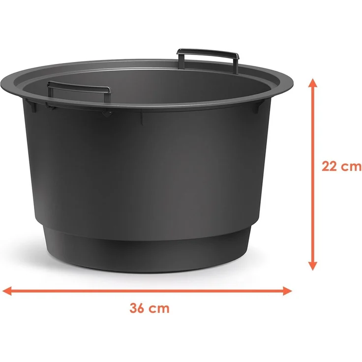Spetebo Blumentopf XL Kunststoff Blumentopf rund gerade Form (Packung, 1 St, 1 tlg), Design Blumenkübel in anthrazit mit Pflanz-Einsatz – Bild 3