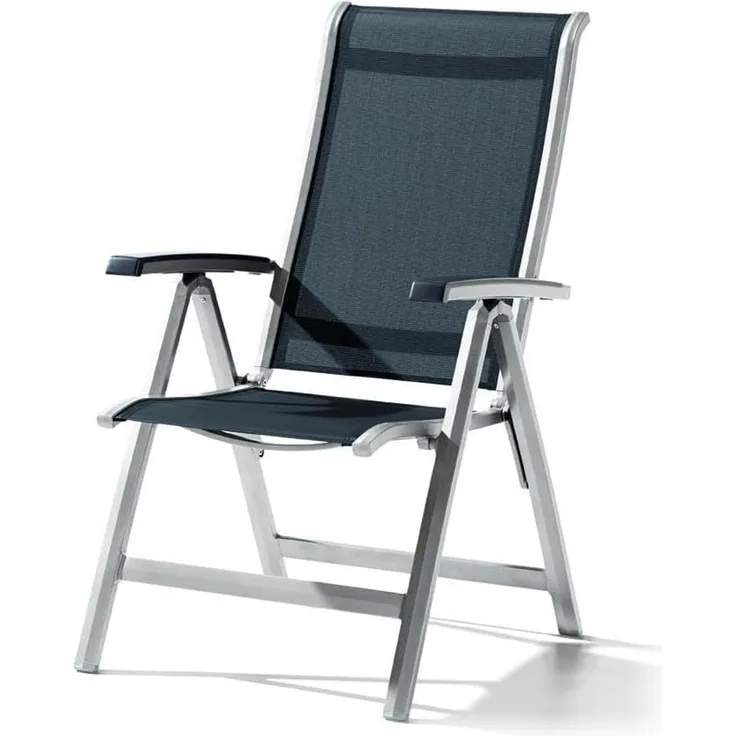 Sieger Calvi Klappsessel mit Polyesterbeschichtung, Aluminium Graphit 61 x 109 x 69 cm