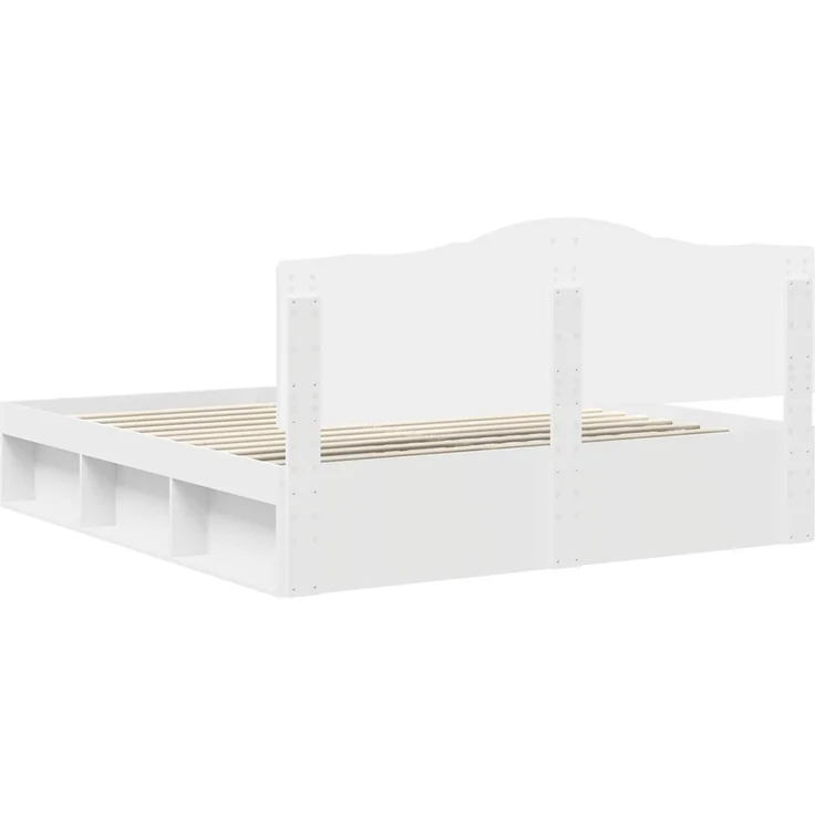 vidaXL Bettrahmen mit Kopfteil Weiß 200 x 200 cm Massives Kiefernholz 3413263 – Bild 8