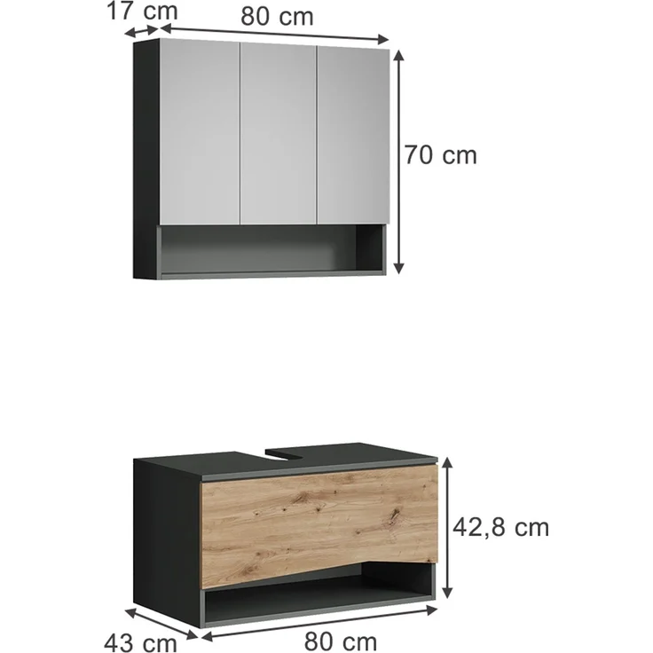 Badmöbel-Set Willow Artisan 2 Teile Vicco – Bild 2