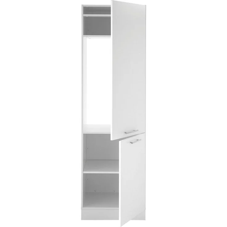 Laundreezy Einbauschrank für Kühlschrank, Weiß - Geräumiger Hochschrank für Waschküche & Hauswirtschaftsraum - 60 x 200 x 68 cm (B/H/T) – Bild 4