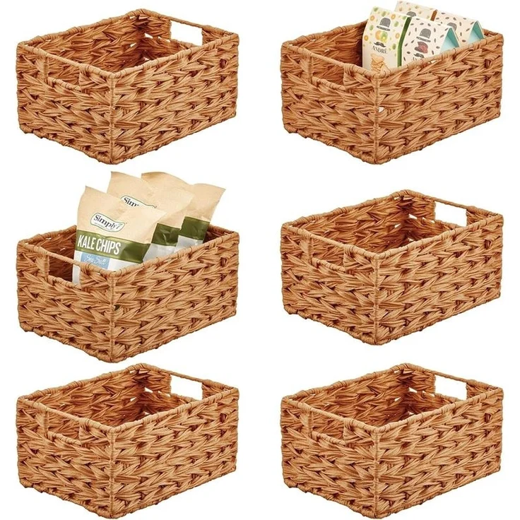 mDesign Aufbewahrung Flechtkorb Schrankkorb Regalbox Organizer 6er Set Braun – Bild 9