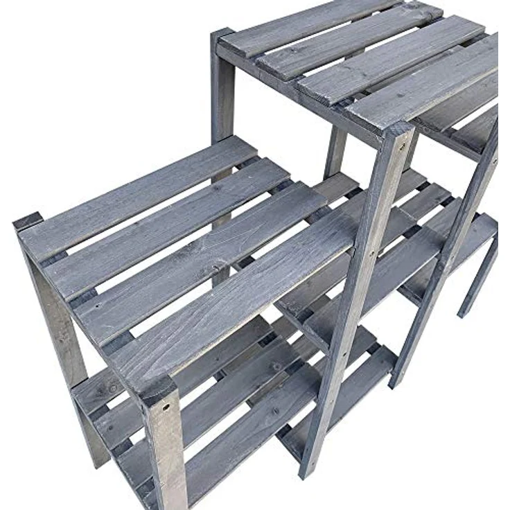Blumentreppe Blumenregal Blumenpodest Pflanzregal Blumenhocker Standregal grau – Bild 2