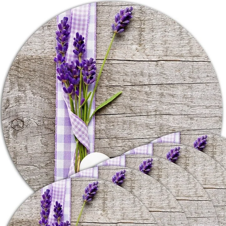 matches21 HOME & HOBBY Platzset Abwaschbare Tischsets 6er Set Lavendel Holz-Optik rund, (6-St), Platzsets als Tisch-Untersetzer und Tisch-Deko für Esstisch Teller – Bild 1