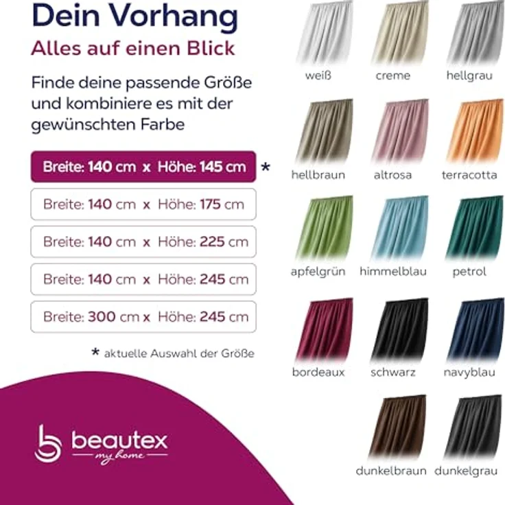 Beautex Verdunkelungsvorhang Verdunkelungsgardine Kräuselband Vorhang blickdicht abdunkelnd, Kräuselband (1 St), verdunkelnd – Bild 8