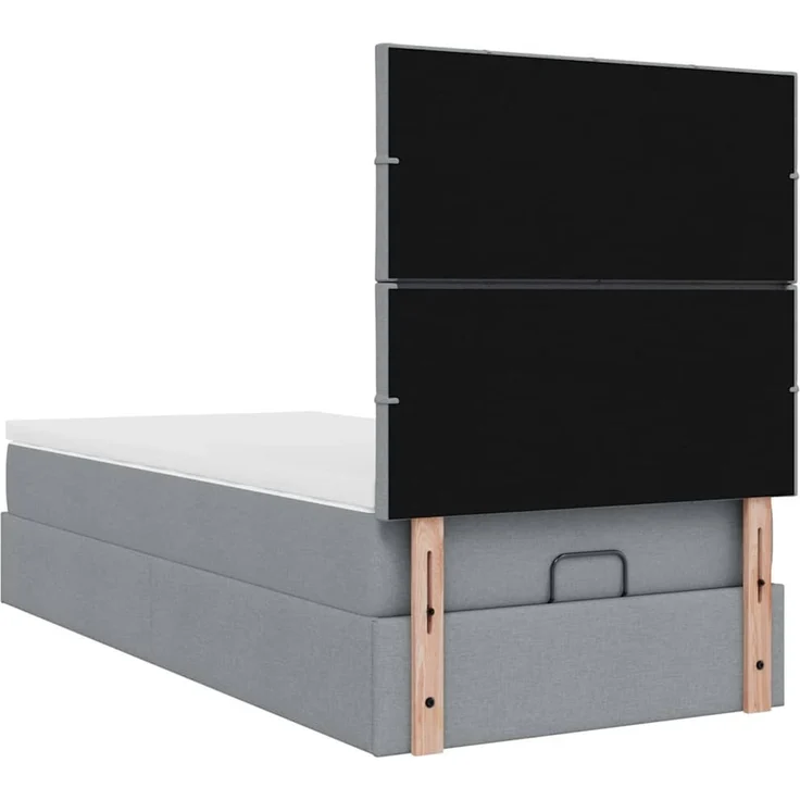 vidaXL Ottoman-Bett mit Matratze Hellgrau 100x200 cm Stoff 3313133 – Bild 8