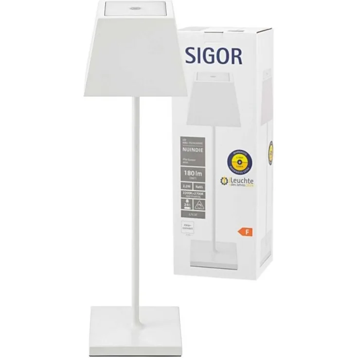 LED Tischleuchte weiß, Touchdimmer, Akku, H 37 cm