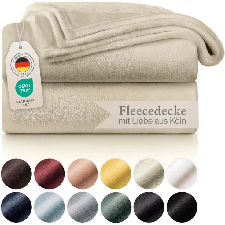Wohndecke Kuschelige Fleecedecke, Oeko-Tex zertifizierte Decke, Blumtal