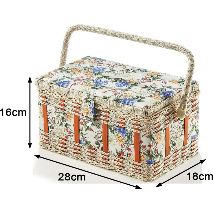 Kobolo Nähkorb Nähkästchen eckig mit Blumenmuster und Griff (mit Organisationseinsatz) – Bild 7