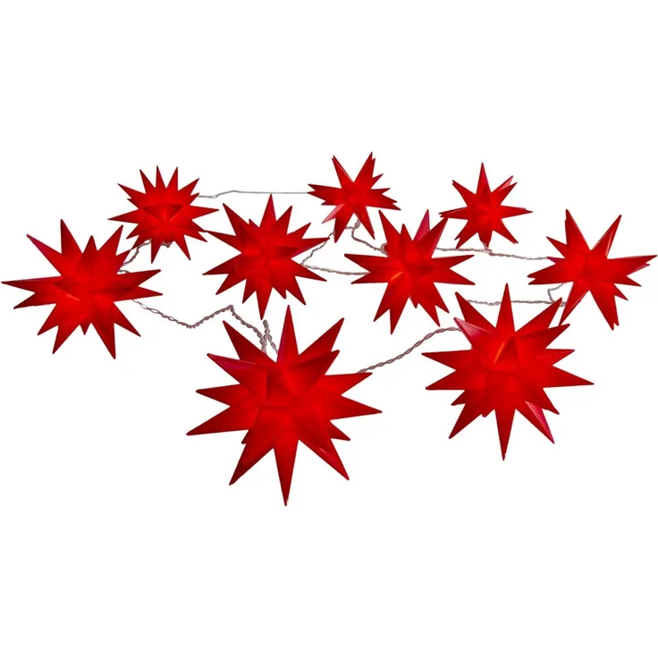 Lichterkette Outdoor Weihnachten 3D Sterne Weihnachtslichterkette Rot 5260221