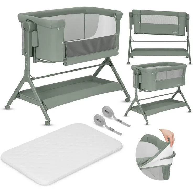 lionelo Reisebett LEONIE PLUS (Set, Set) SUPER Babytragetasche, Wiege, freistehendes Babybett