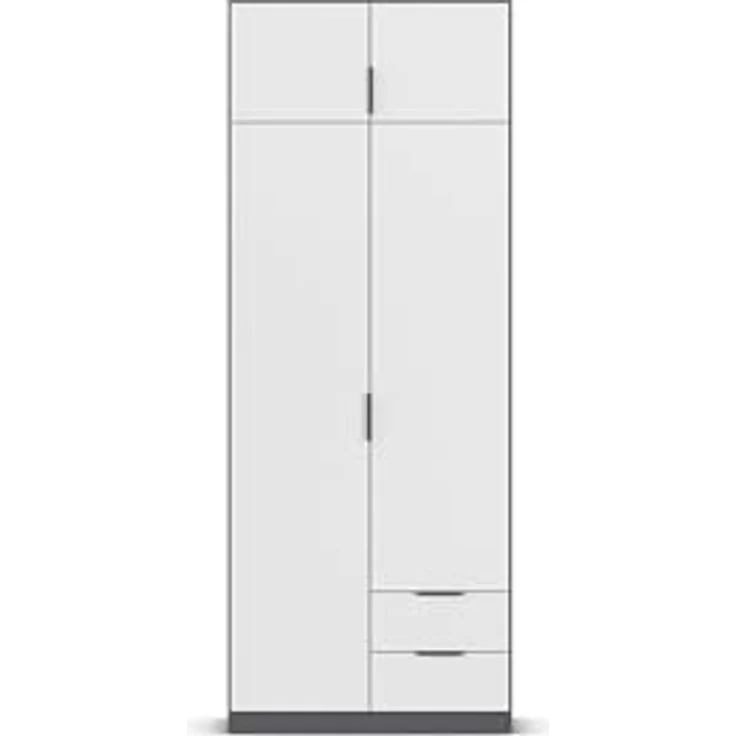 Rauch Möbel Lagoa, Kleiderschrank, Garderobe für Schlafzimmer, Kinderzimmer, Jugendzimmer 4-türig, 2 Schubladen, mit Zubehör Premium, Farbe Weiß /Grau metallic, Schwarz, Breite 91 – Bild 10