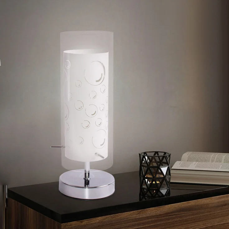 RGB LED Tischleuchte, Glas, Motiv Luftblasen, H 34 cm – Bild 4