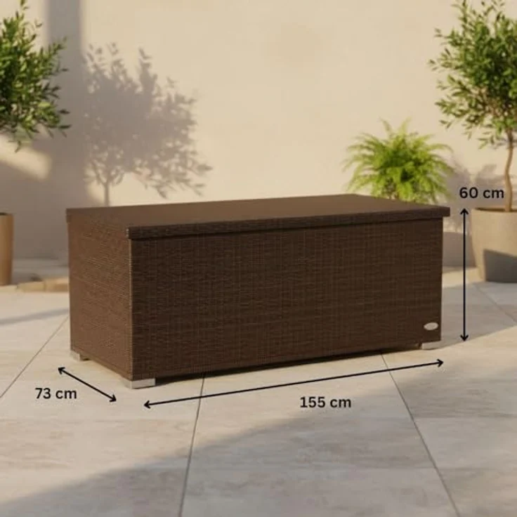 RS Trade 'Sienna' XL Kissenbox mit Doppel-Hubautomatik und Innenverkleidung, ca. 650 Liter, Polyrattan java braun, 60 x 73 x 155 cm – Bild 8